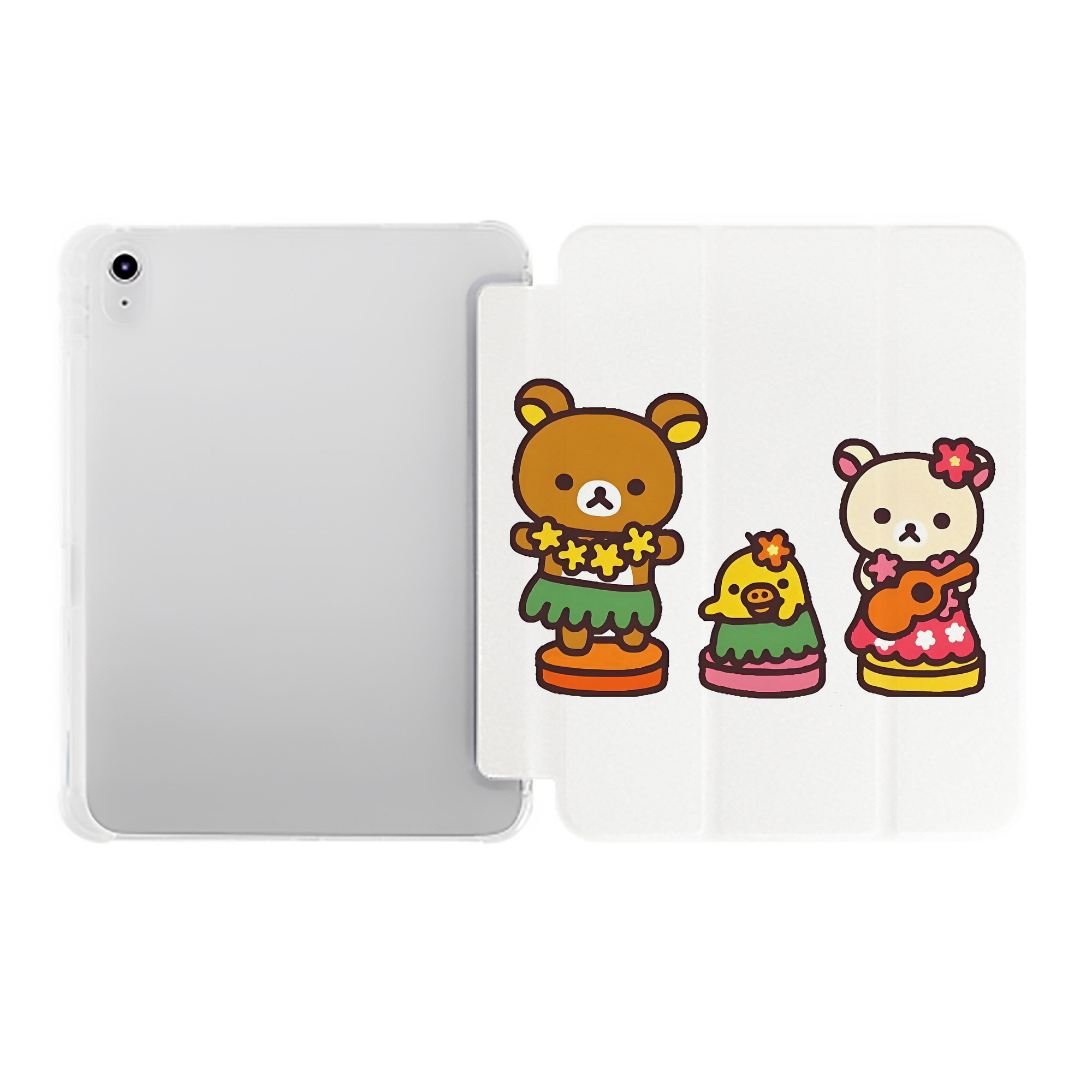 （画像用） リラックマ リラックマ キイロイトリ Rilakkuma Korilakkuma Kiiroitori IPad ケース ペン収納付き 三つ折りスタンド PUレザー×シリコン 対応機種9.5/10.5/10.9インチ